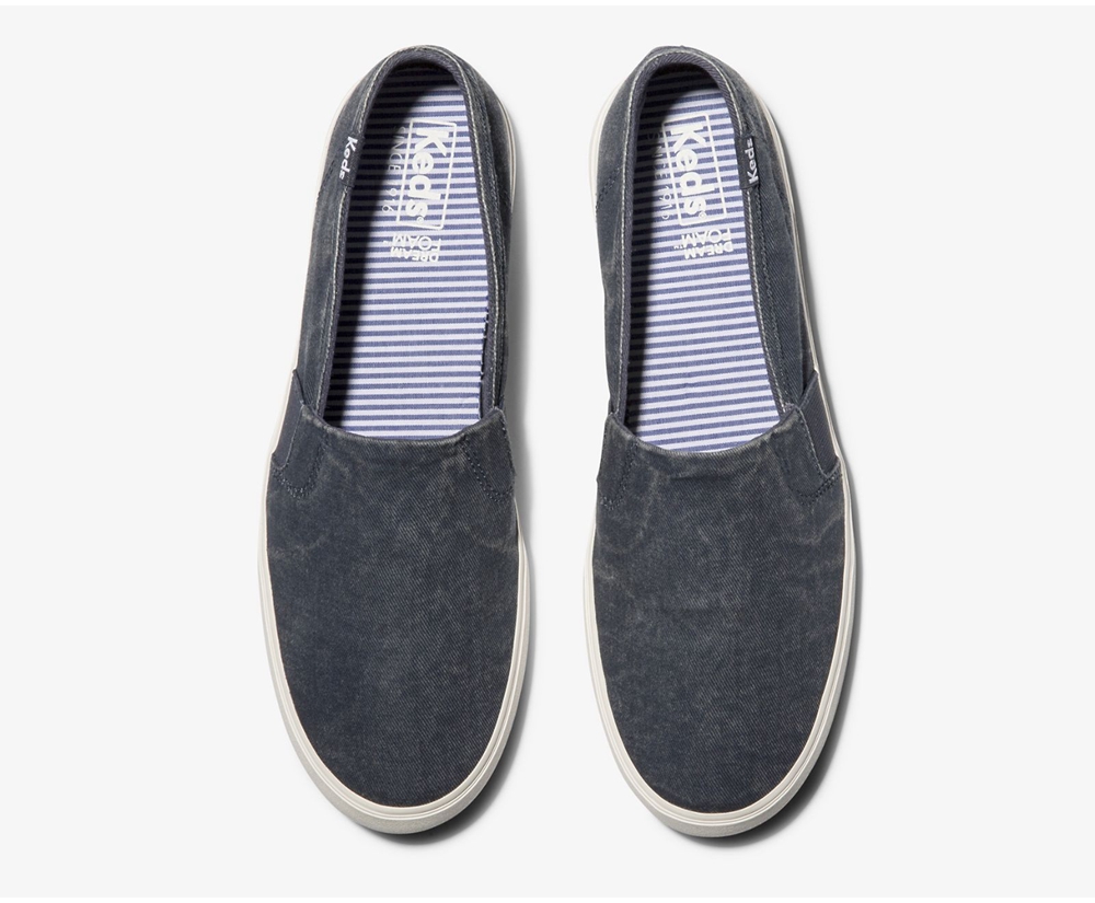 Keds Womens Slip Ons Navy - Clipper Washed Solids - 908DVTQLS